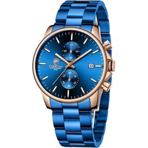 FashionBusiness Men's Watches with Stainless Steel Waterproof Chronograph Quartz